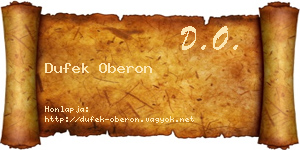 Dufek Oberon névjegykártya